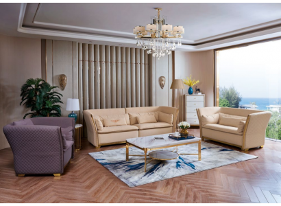 Relax Seating Set 3+2+1 Design Sofas Upholstered Couches Leather