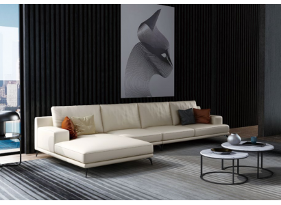Modern sofa corner set L-shape upholstered seating corner couch + stool Italy