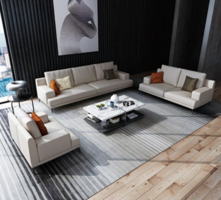 Modern white leather suite 3+2 seater living room exclusive sofas 2-piece set.