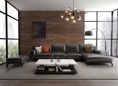 Modern sofa corner unit L shape upholstered decoration seating corner couch + stool