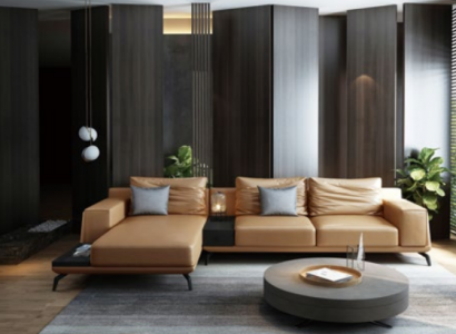 Living landscape L-shape corner sofa couch design leather upholstery set sofa