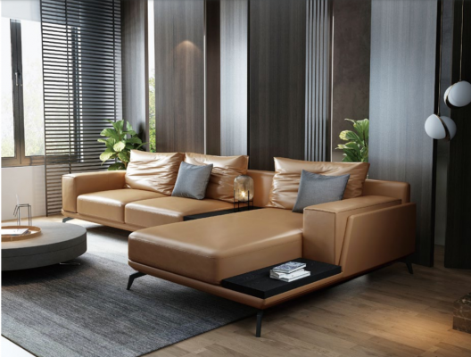 Living landscape L-shape corner sofa couch design leather upholstery set sofa