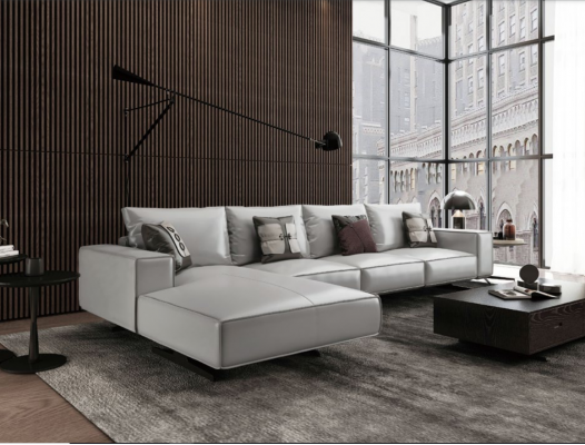 Modern living landscape corner sofa couch upholstery leather seat corner decor set
