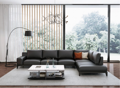 Living Room Landscape L-Shape Corner Sofa Couch Leather Design Upholstery Suite Sofa