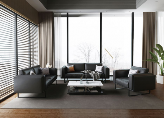 Luxury Office Furniture Sofa Leather Couch Set 3+2+1 + Coffee Table 4-piece