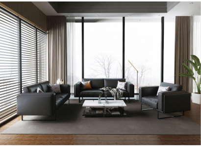 Luxury Office Furniture Sofa Leather Couch Set 3+2+1 + Coffee Table 4-piece