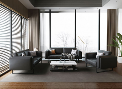 Luxury Office Furniture Sofa Leather Couch Set 3+2+1 + Coffee Table 4-piece