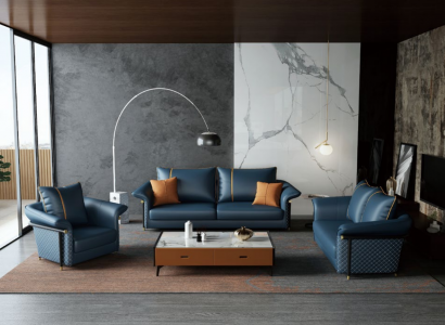 Leather Upholstery Complete Set Sofa Set 321 Seater Design Living Landscape