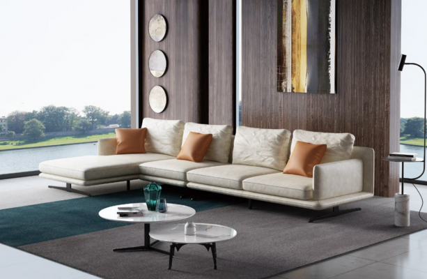 Living area corner sofa L-shape armchair decor set suite modern sofa leather
