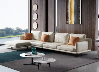 Living area corner sofa L-shape armchair decor set suite modern sofa leather