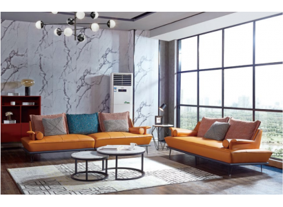Italian Upholstered Seating Set 4+2 Group Leather Couch Modern Sofa