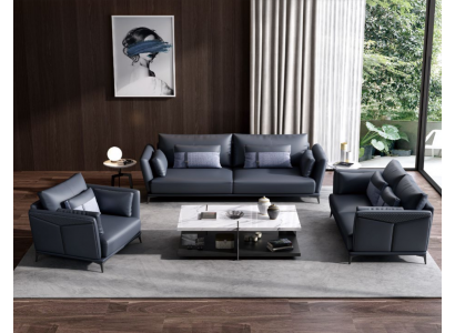 Italian Upholstered Seating Set 3+2+1 Group Leather Couch Modern Sofa