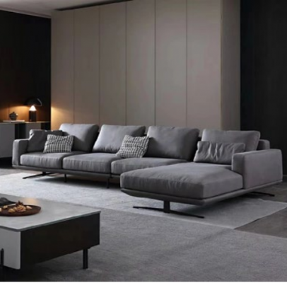 Italian style living room furniture L-shaped textile corner set seat cushion