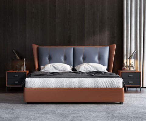 Italian bedroom beds style furniture designer bed + 2 nightstands