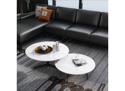 Round set of 2x coffee table side table decoration designer living room