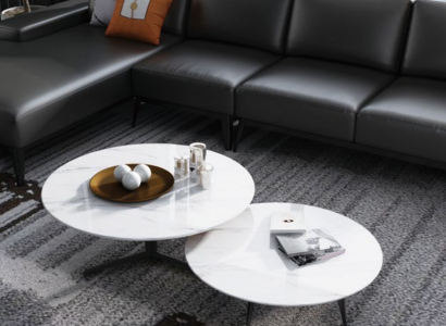 Round set of 2x coffee table side table decoration designer living room