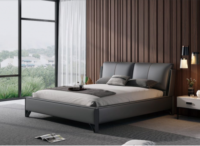 Decorative bed, upholstery design, luxury double hotel beds, sleep, room, leather