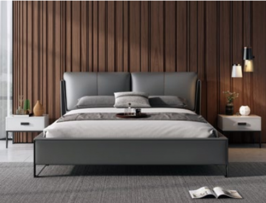 Decorative bed, upholstery design, luxury double hotel beds, sleep, room, leather