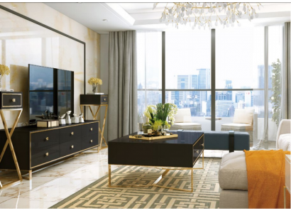 Italian designer furniture 2-piece set: sideboard + coffee table high gloss