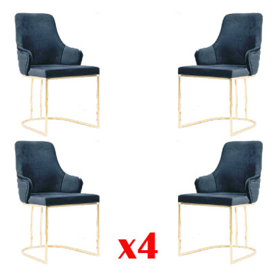 Chair Group 4x Chairs Chair Fabric Blue Chairs Furniture Group Dining Room