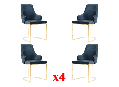 Chair Group 4x Chairs Chair Fabric Blue Chairs Furniture Group Dining Room