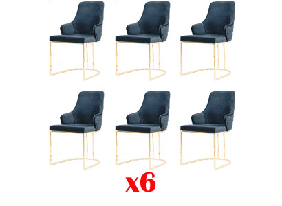 Set of chairs upholstered in textile stainless steel for dining room, 6 chairs