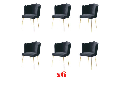 Group Set 6 Chairs Textile Upholstered Seat Stainless Steel Dining Room