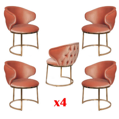 Design chair set of 4x stainless steel Italian style upholstery new