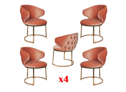 Design chair set of 4x stainless steel Italian style upholstery new