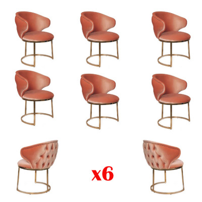 Dining room set with 6 chairs upholstered luxury armchairs pink living room furniture