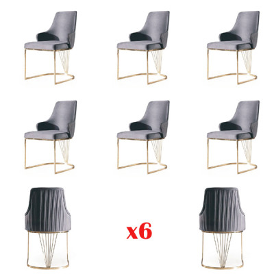 Group 6x Chairs Armchairs Upholstered Hotel Textile New Set Chair Set Sets