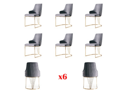 Group 6x Chairs Armchairs Upholstered Hotel Textile New Set Chair Set Sets