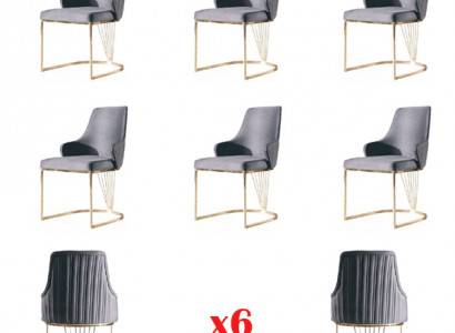 Group 6x Chairs Armchairs Upholstered Hotel Textile New Set Chair Set Sets