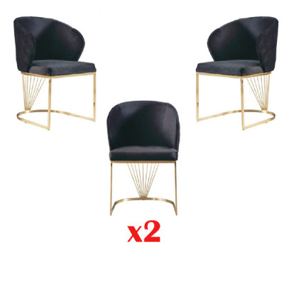 Chair 2x Chairs Group Set Living Dining Room Suite Modern Style Textile