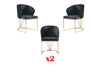 Chair 2x Chairs Group Set Living Dining Room Suite Modern Style Textile