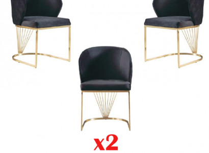 Chair 2x Chairs Group Set Living Dining Room Suite Modern Style Textile