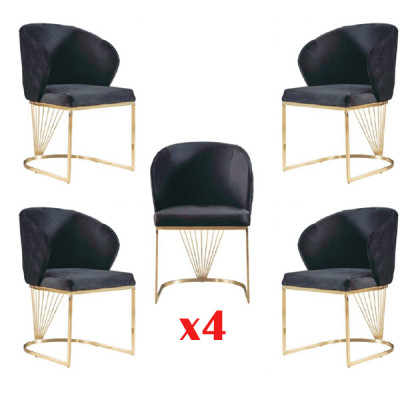 Dining Room Set Modern Stainless Steel 4-Piece Set Chair Suite 4x Chairs New