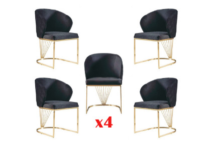 Dining Room Set Modern Stainless Steel 4-Piece Set Chair Suite 4x Chairs New