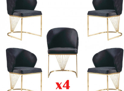 Dining Room Set Modern Stainless Steel 4-Piece Set Chair Suite 4x Chairs New