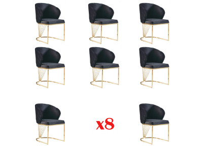 Set of 8 chair group armchair upholstered chairs dining room fabric furniture armchair