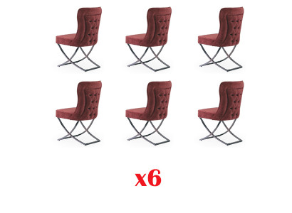 Dining Room 6 Chairs Stainless Steel Designer Furniture Upholstered Chair Italian Style