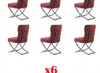Dining Room 6 Chairs Stainless Steel Designer Furniture Upholstered Chair Italian Style