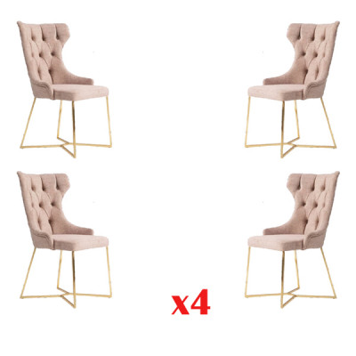 Set of 4x Chesterfield Designer Solid Wood Dining Chairs Designer