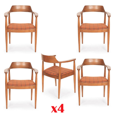 Dining room set chair suite 4x chairs seat cushion solid wood
