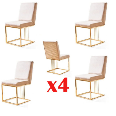 Design Chair Set 4x Armchairs Textile Chairs Fabric Dining Room New Upholstery