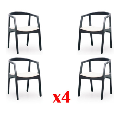Set of 4 Chair Design Wood Fabric Upholstered Chairs Restaurant Dining Room Fabric