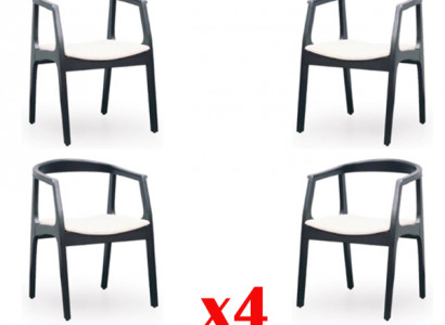 Set of 4 Chair Design Wood Fabric Upholstered Chairs Restaurant Dining Room Fabric