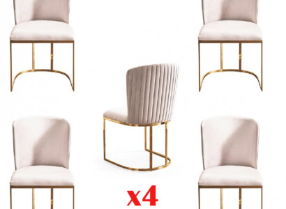 Chair 4x Chair Group Set Living Dining Room Suite Style Textile Modern