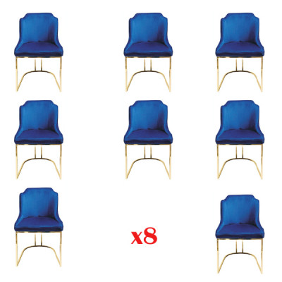 Design chair set group upholstery fabric 8 chairs furniture luxury suite