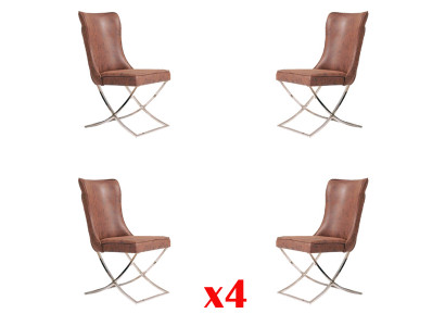 Set of 4 chairs stainless steel dining chair fabric padded chair dining room